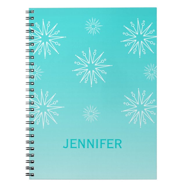 Dazzling jul Stars Notebook, Aqua Anteckningsbok Med Spiral (Framsidan)