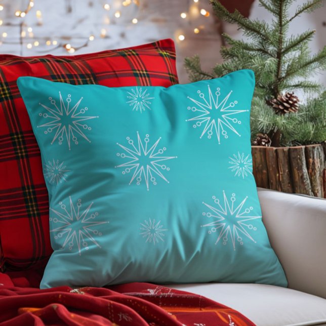 Dazzling jul Stars Pillow, Aqua Kudde (Aqua Dazzling Christmas Stars Throw Pillow)