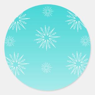 Dazzling jul Stars Stickers, turkos Runt Klistermärke