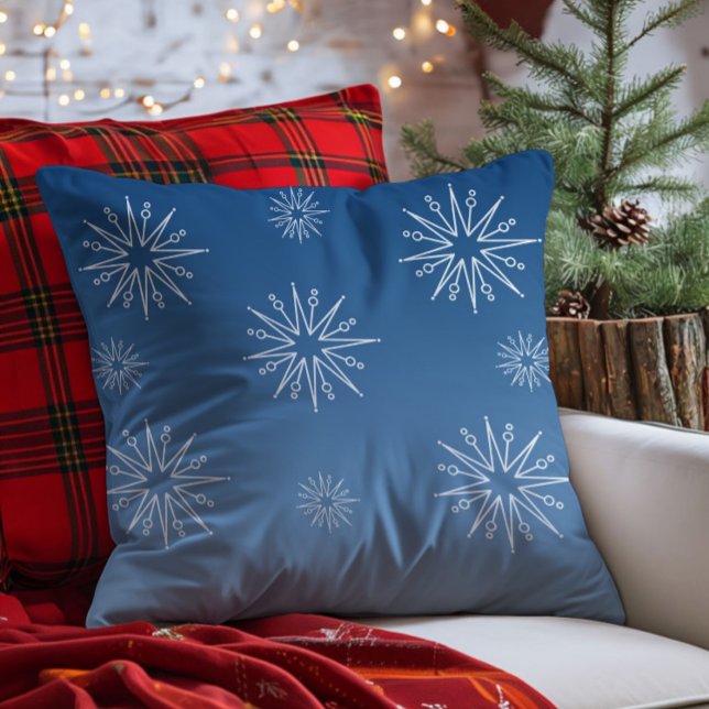 Dazzling julstjärnor Pillow, blå Kudde (Blue Dazzling Christmas Stars Throw Pillow)