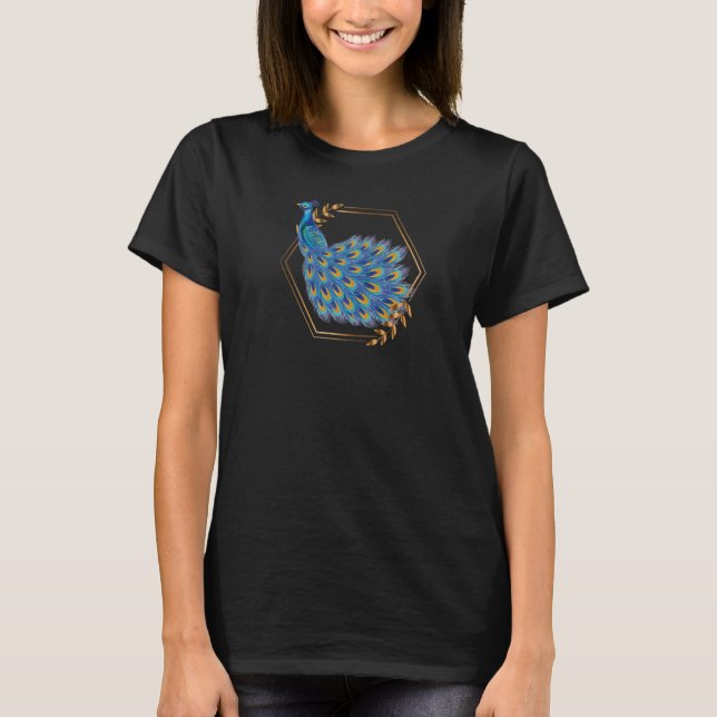 Dazzling Peacock Cute Birds Animal Graphics T Shirt (Framsida)
