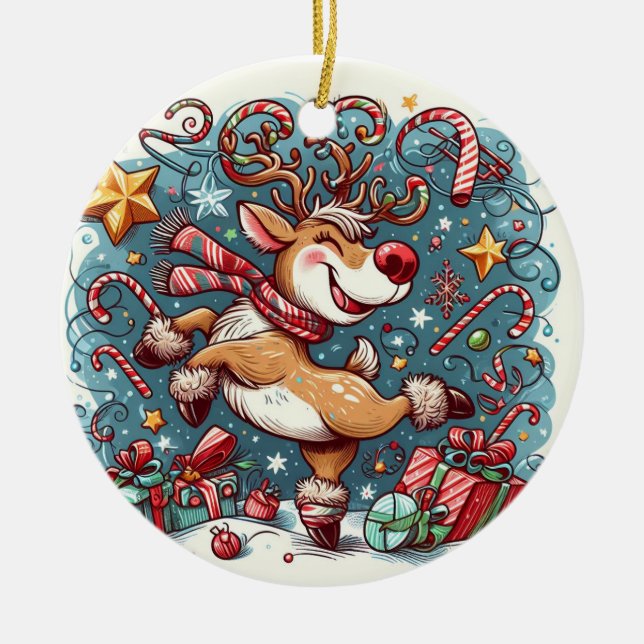 Dazzling Reindeer Dance jul Ornament (Framsidan)