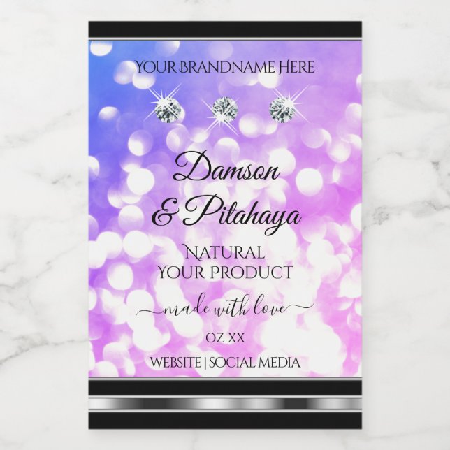 Dazzling Rosa Blue Glitter Product Labels Diamonds Mat Etikett (Singel etikett)