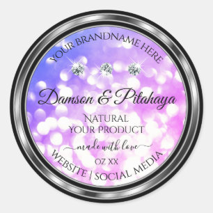 Dazzling Rosa Blue Glitter Product Labels Diamonds Runt Klistermärke