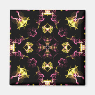 Dazzling Rosa och Gult Mandala Magnet