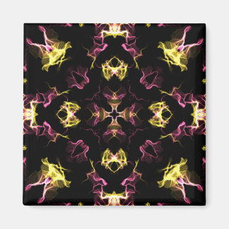 Dazzling Rosa och Gult Mandala Magnet