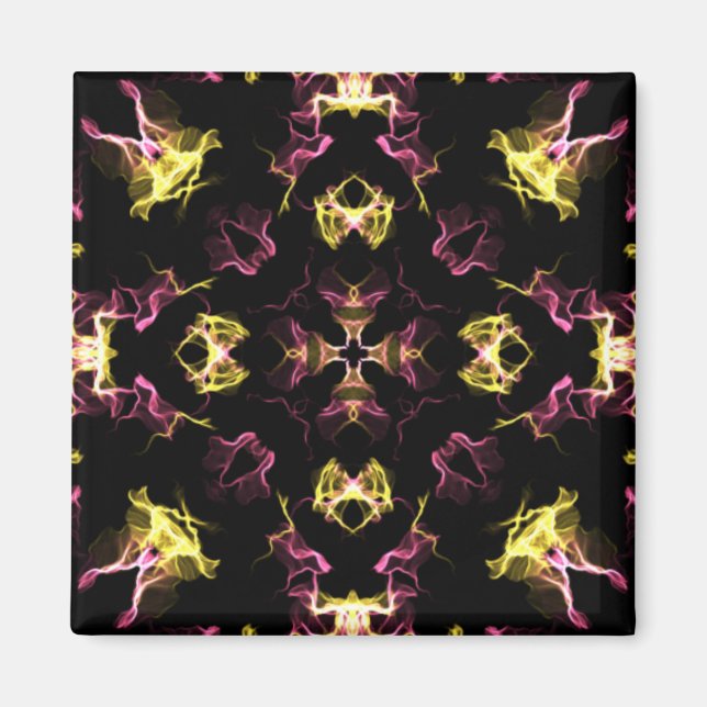 Dazzling Rosa och Gult Mandala Magnet (Framsidan)