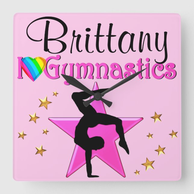 DAZZLING ROSA PERSONLIG GYMNASTICS CLOCK FYRKANTIG KLOCKA (Framsida)