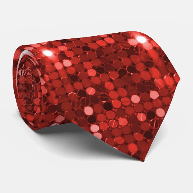 Dazzling Ruby Red Sequin Glitter Gnistra Neck Tie Slips (Rullad)