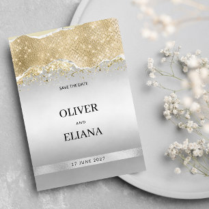 Dazzling silver guld glitter Spara datum Inbjudningar