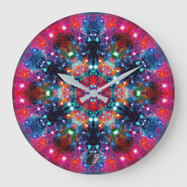 Dazzling Stellar Kaleid Stor Klocka (Framsida)