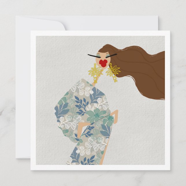 Dazzling Style Glam Fashion Art Card Inbjudningar (Framsida)