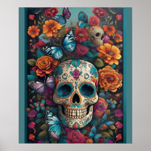 Dazzling Sugar Skull Art: Day of the dead Delight Poster