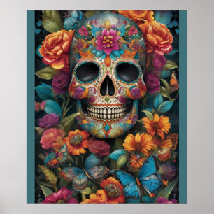Dazzling Sugar Skull Art: Day of the dead Delight Poster
