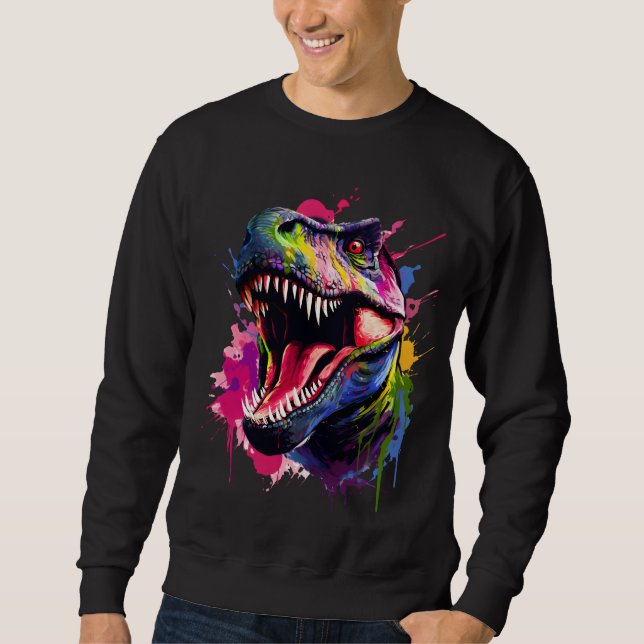 Dazzling T-Rex Lång Ärmad Tröja (Framsida)