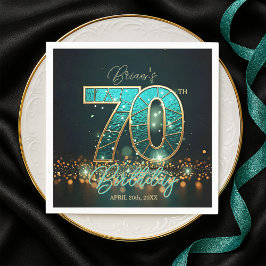Dazzling Teal Mosaic Guld judeled 70:e födelsedage Pappersservett