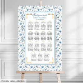 Dazzling Watercolor Dusty Blue Guld Sittdiagram Poster