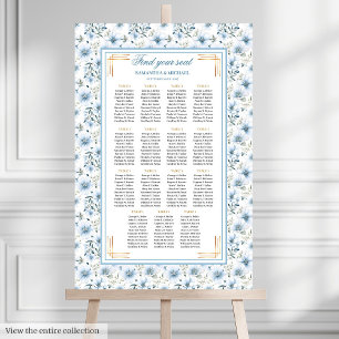 Dazzling Watercolor Dusty Blue Guld Sittdiagram Poster