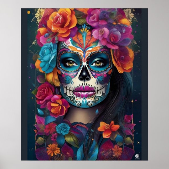 Dazzling Woman: Sugar Skull Makeup Art Poster (Framsidan)