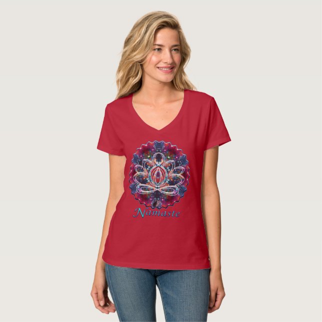 Dazzling Zen Lotus Namaste T Shirt (Hel framsida)