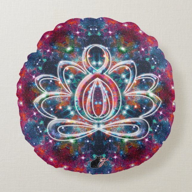 Dazzling Zen Lotus Round Pillow Rund Kudde (Framsidan)