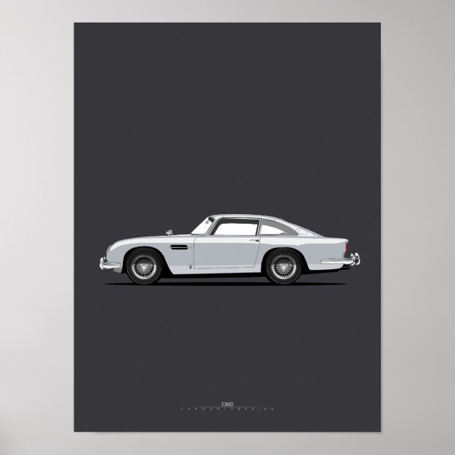 DB5 British Grand Touring Car Illustration Poster (Framsidan)