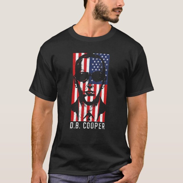 Db Cooper American Flagga 1971 Skyjacking Heist T Shirt (Framsida)