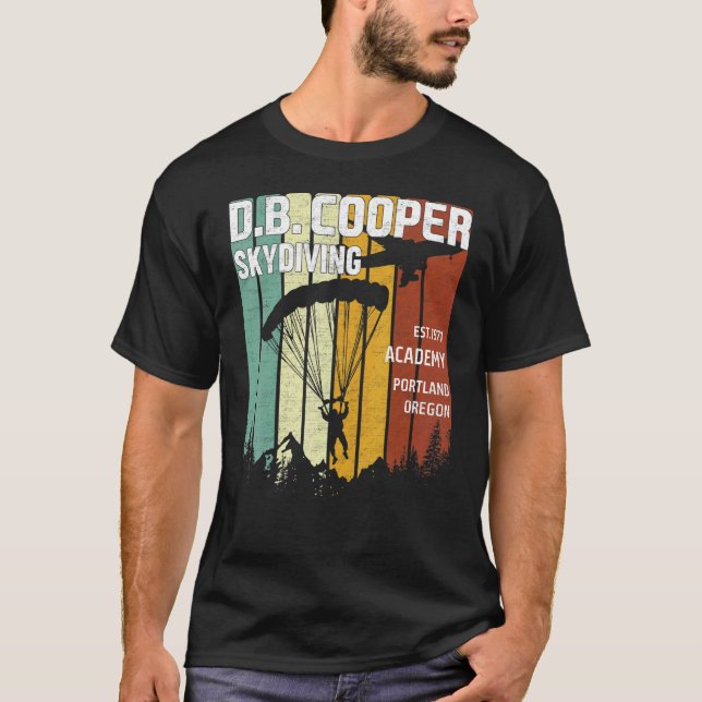 Db Cooper För manar Skydiving Academy T Shirt (Framsida)