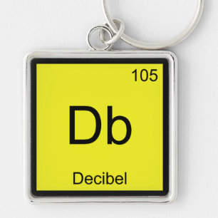 Db - Decibel Kemiskt Elementsymbol Buller T-shirt Fyrkantig Silverfärgad Nyckelring