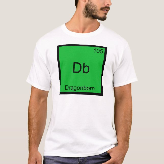 Db - Dragonborn Rolig kemi kemiskt symbol t-shirt (Framsida)