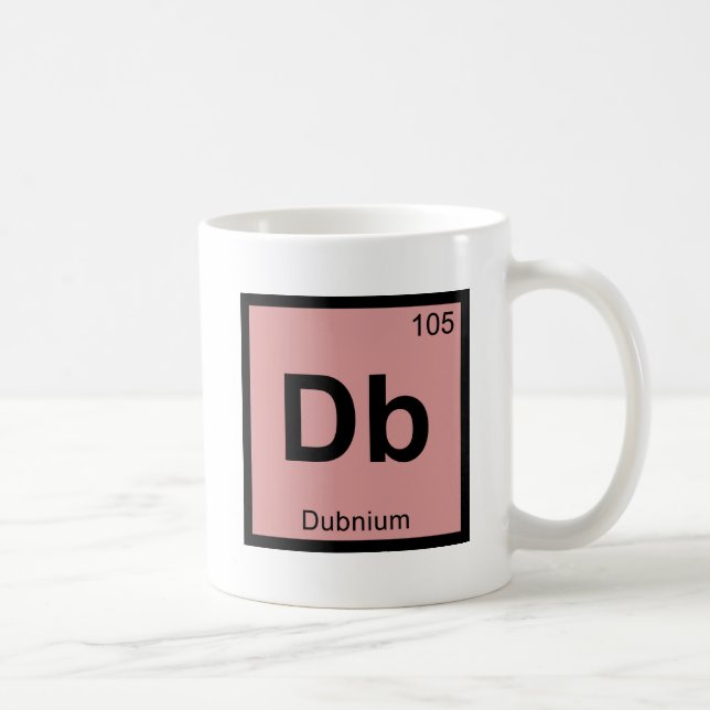 Db - Dubnium kemi periodiska systemet symbol Kaffemugg (Höger)