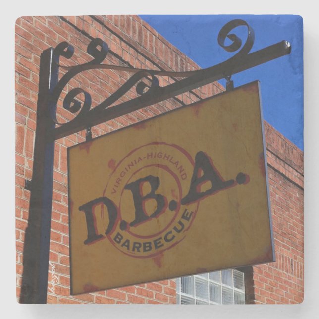 DBA, Virginia Highland, Atlanta Marble Stone Kuste Underlägg Sten (Framsidan)