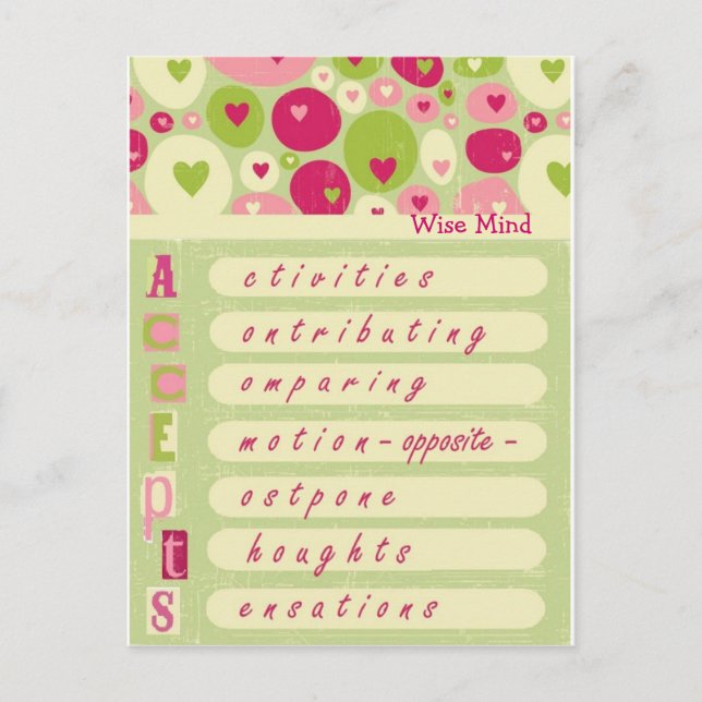 DBT Wise Mind "Accepterar" Vykort (Framsida)