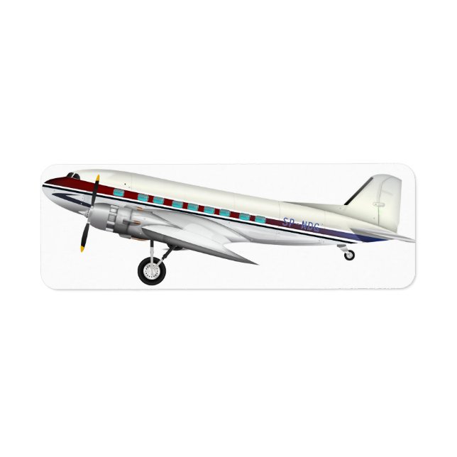 DC3 Flygplan Returadress Etikett (Framsidan)