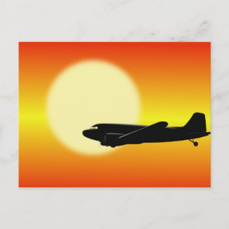 DC-3 över sol. Vykort
