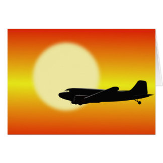 DC-3 som passerar sun. Hälsningskort