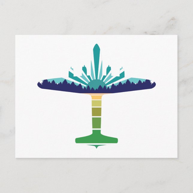 Dc 6 solnedgång för flygplan vykort (Framsida)