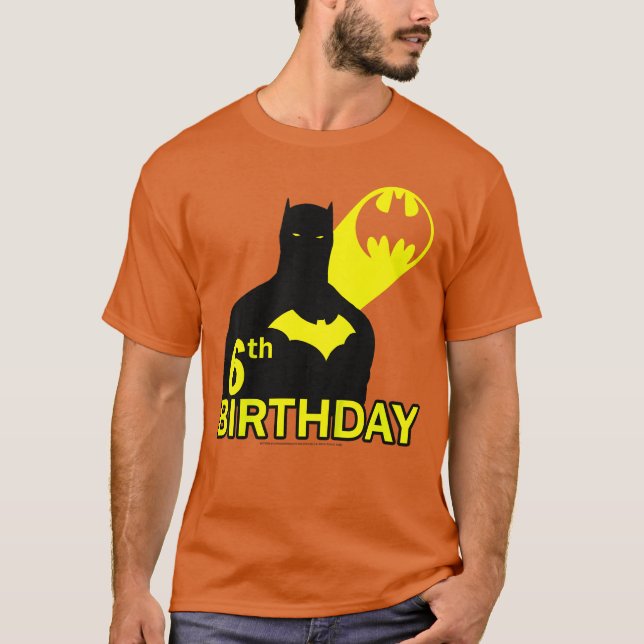 DC Comics Batman 6-års födelsedags siluett retro T Shirt (Framsida)