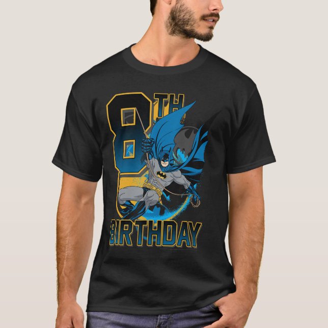 DC Comics Batman 8-års födelsedag fladdrande actio T Shirt (Framsida)