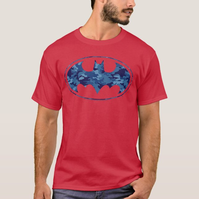 DC Comics Batman Blå Kamouflage Logo T Shirt (Framsida)