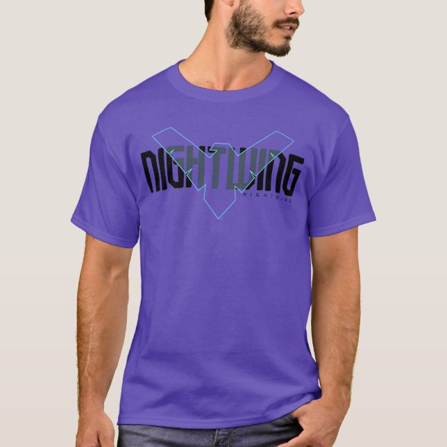 DC Comics Batman Nightwing Iconet Overlay Alt Prem T Shirt (Framsida)