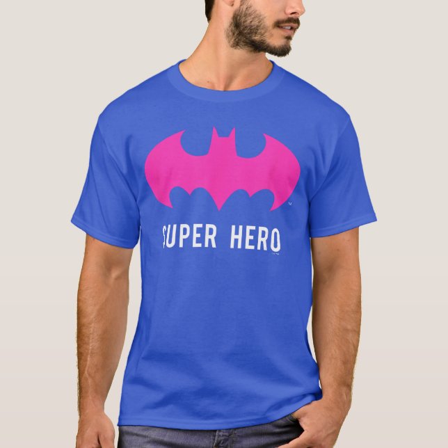DC Comics Batman Superhjälte Neon Rosa BatSymbol L T Shirt (Framsida)