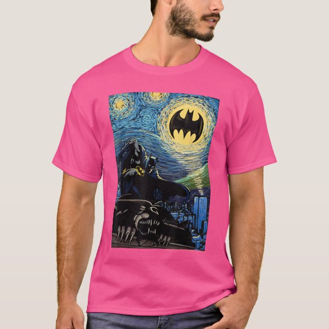 DC Comics Batmanhe Dark Knight Starry Night Style  T Shirt (Framsida)
