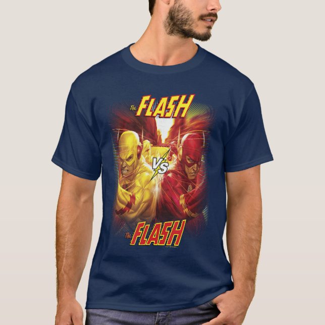 DC Comics Flash vs Reverse Flash Comic Hero Affisc T Shirt (Framsida)