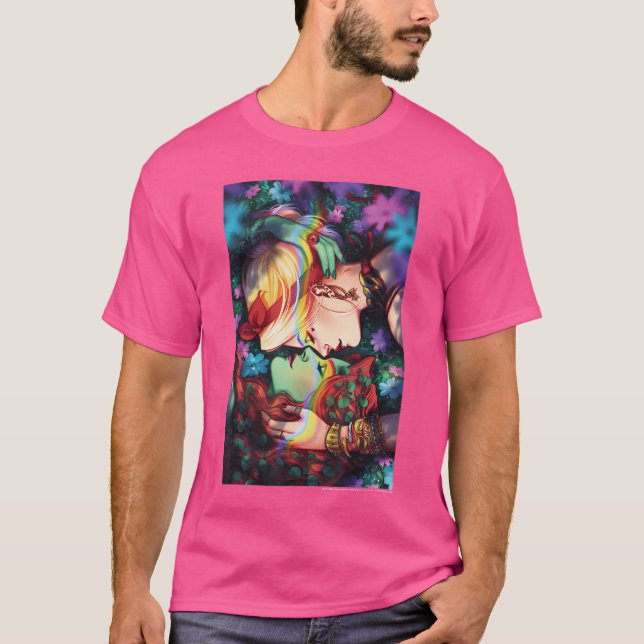 DC Comics Pride Harley Quinn Poison Ivy Näsa Berör T Shirt (Framsida)