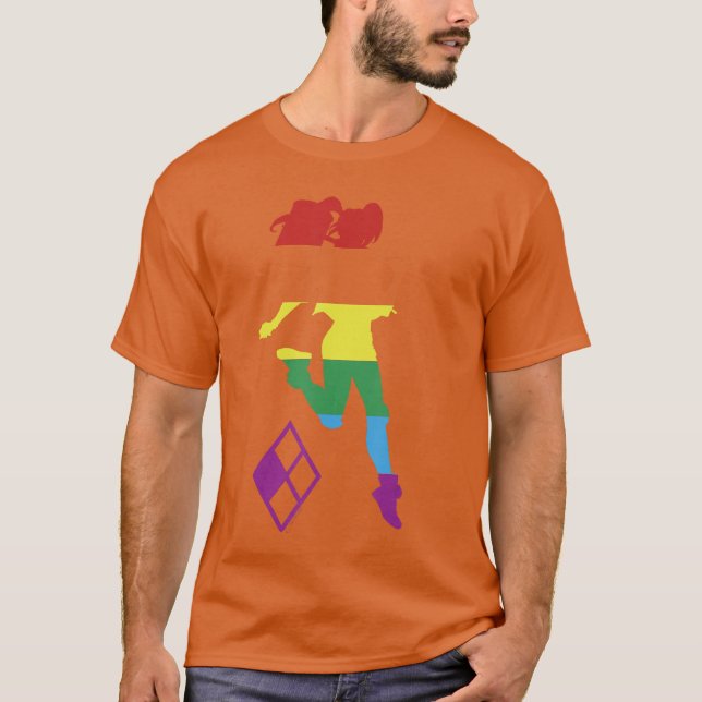 DC Comics Pride Justice League Harley Quinn Regnbå T Shirt (Framsida)
