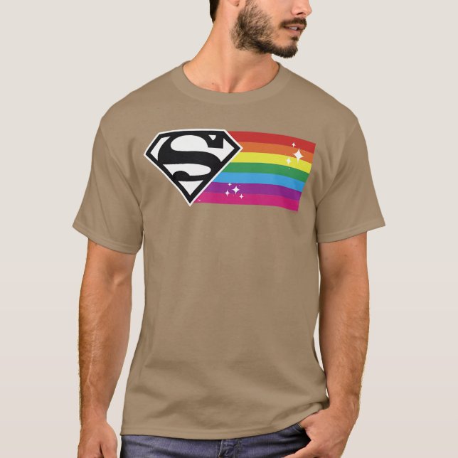 DC Comics Pride Justice League Superman Rainbow Fl T Shirt (Framsida)