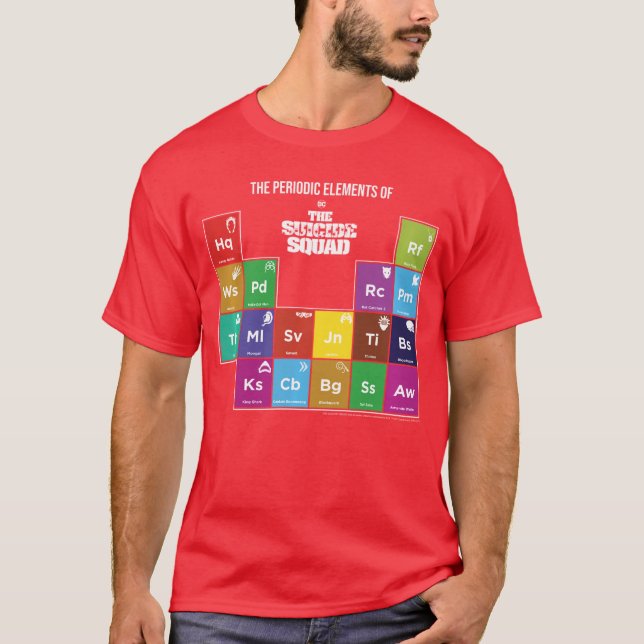 DC Comics Suicide Squad Periodic Elements friends T Shirt (Framsida)