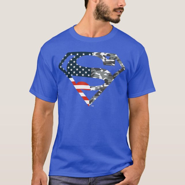 DC Comics Superman Amerikansk Flagga Kamouflage Lo T Shirt (Framsida)