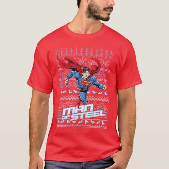 DC Comics Superman Christmas Man of Steel Strong P T Shirt (Framsida)